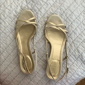 J.Crew Lucie Kitten Heel Gold size 7